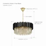 Candelabru Modern Prism Black 60 cm – Cristal K9 Premium Transparent și Metal Negru, 10 Becuri E14, Design Exclusiv pentru Living, Dining și Spații Moderne - imagine 9