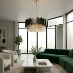 Candelabru Modern Prism Black 60 cm – Cristal K9 Premium Transparent și Metal Negru, 10 Becuri E14, Design Exclusiv pentru Living, Dining și Spații Moderne - imagine 3