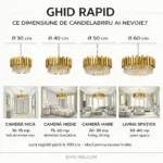 Candelabru Modern Prism Gold 40 cm – Cristal K9 Premium Transparent și Metal Auriu, 5 Becuri E14, Design Exclusiv pentru Dormitor, Hol și Living - imagine 10