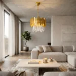 Candelabru Modern Prism Gold 30 cm – Cristal K9 Premium Transparent și Metal Auriu, 3 Becuri E14, Design Exclusiv pentru Holuri, Dormitoare și Zone de Accent - imagine 4