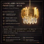 Candelabru Modern Prism Gold 30 cm – Cristal K9 Premium Transparent și Metal Auriu, 3 Becuri E14, Design Exclusiv pentru Holuri, Dormitoare și Zone de Accent - imagine 11