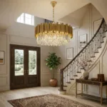 Candelabru Modern Prism Gold 60 cm – Cristal K9 Premium Transparent și Metal Auriu, 10 Becuri E14, Design Exclusiv pentru Living, Dining și Spații Grandioase - imagine 3