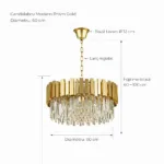 Candelabru Modern Prism Gold 60 cm – Cristal K9 Premium Transparent și Metal Auriu, 10 Becuri E14, Design Exclusiv pentru Living, Dining și Spații Grandioase - imagine 9