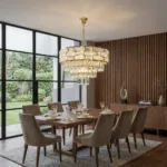 Candelabru Majestic Cristal Gold 40 cm – Cristal K9 Premium Transparent și Texturat, 5 Becuri E14, Design Modern de Lux pentru Dormitor, Hol și Dining - imagine 3
