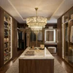 Candelabru Majestic Cristal Gold 40 cm – Cristal K9 Premium Transparent și Texturat, 5 Becuri E14, Design Modern de Lux pentru Dormitor, Hol și Dining - imagine 4