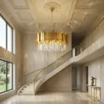 Candelabru Modern Prism Gold 50 cm – Cristal K9 Premium Transparent și Metal Auriu, 8 Becuri E14, Design Exclusiv pentru Living, Dining și Dormitor Master - imagine 4