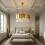 Candelabru Modern Prism Gold 50 cm – Cristal K9 Premium Transparent și Metal Auriu, 8 Becuri E14, Design Exclusiv pentru Living, Dining și Dormitor Master - imagine 3