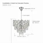 Candelabru Cristal Ice Cascade Chrome 30 cm – Cristal K9 Premium și Metal Argintiu, 4 Surse E14, Design Modern pentru Hol, Dressing sau Dormitor - imagine 9