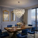 Candelabru Cristal Ice Cascade Chrome 40 cm – Cristal K9 Premium și Metal Argintiu, 5 Surse E14, Design Modern Luxos pentru Living, Dormitor și Birou - imagine 4