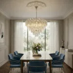 Candelabru Cristal Ice Cascade Chrome 50 cm – Cristal K9 Premium și Metal Argintiu, 7 Surse E14, Design Modern de Lux pentru Living-uri Spațioase și Zone de Dining - imagine 4