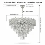 Candelabru Cristal Ice Cascade Chrome 50 cm – Cristal K9 Premium și Metal Argintiu, 7 Surse E14, Design Modern de Lux pentru Living-uri Spațioase și Zone de Dining - imagine 9