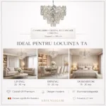 Candelabru Cristal Ice Cascade Chrome 30 cm – Cristal K9 Premium și Metal Argintiu, 4 Surse E14, Design Modern pentru Hol, Dressing sau Dormitor - imagine 6