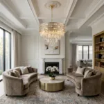 Candelabru Majestic Cristal Gold 50 cm – Cristal K9 Premium Transparent și Texturat, 8 Becuri E14, Design Modern de Lux pentru Living, Dining și Holuri Grandioase - imagine 3