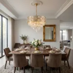 Candelabru Majestic Cristal Gold 50 cm – Cristal K9 Premium Transparent și Texturat, 8 Becuri E14, Design Modern de Lux pentru Living, Dining și Holuri Grandioase - imagine 4