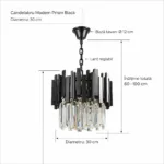 Candelabru Modern Prism Black 30 cm – Cristal K9 Premium Transparent și Metal Negru, 3 Becuri E27, Design Exclusiv pentru Holuri, Dormitoare și Zone de Accent - imagine 6
