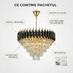 Candelabru Luxury Cristal Black 50 cm – Cristal K9 Premium și Metal Negru, 7 Surse E14, Design Modern pentru Living și Dormitor Matrimonial - imagine 8
