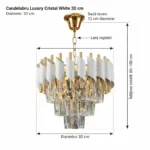 Candelabru Luxury Cristal White 30 cm – Cristal K9 Premium și Metal Alb, 3 Surse E14, Design Modern pentru Hol, Dressing și Dormitor Mic - imagine 9