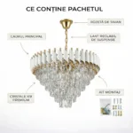 Candelabru Luxury Cristal White 60 cm – Cristal K9 Premium și Metal Alb, 8 Surse E14, Design Modern pentru Living-uri Spațioase, Lobby și Hotel - imagine 8