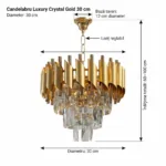 Candelabru Luxury Cristal Gold 30 cm – Metal Auriu și Cristal K9, 3 Becuri E14, Design Modern pentru Living și Hol - imagine 9