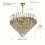 Candelabru Luxury Cristal White 60 cm – Cristal K9 Premium și Metal Alb, 8 Surse E14, Design Modern pentru Living-uri Spațioase, Lobby și Hotel - imagine 9