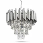 Candelabru Luxury Cristal Chrome 30 cm – Cristal K9 Premium și Metal Argintiu Cromat, 3 Surse E14, Design Modern pentru Hol, D