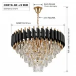 Candelabru Luxury Cristal Black 50 cm – Cristal K9 Premium și Metal Negru, 7 Surse E14, Design Modern pentru Living și Dormitor Matrimonial - imagine 9