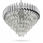 Candelabru Luxury Cristal Chrome 60 cm – Cristal K9 Premium și Metal Argintiu Cromat, 8 Surse E14, Design Modern pentru Living Generos, Lobby și Hotel