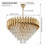 Candelabru Luxury Cristal Gold 50 cm – Cristal K9 Premium și Metal Auriu, 7 Becuri E14, Design Modern pentru Living și Dormitor - imagine 9