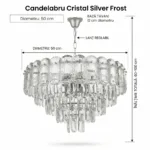 Candelabru Cristal Silver Frost 50 cm – Cristal K9 Premium și Metal Argintiu Satinat, 7 Surse E14, Design Modern de Lux pentru Living și Zone de Dining - imagine 9