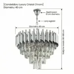 Candelabru Luxury Cristal Chrome 40 cm – Cristal K9 Premium și Metal Argintiu Cromat, 4 Surse E14, Design Modern pentru Living, Dormitor și Birou - imagine 9