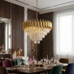 Candelabru Luxury Cristal Gold 50 cm – Cristal K9 Premium și Metal Auriu, 7 Becuri E14, Design Modern pentru Living și Dormitor - imagine 4