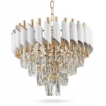 Candelabru Luxury Cristal White 40 cm – Cristal K9 Premium și Metal Alb, 4 Surse E14, Design Modern pentru Living, Dormitor și Birou