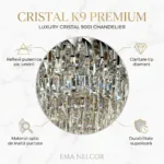 Candelabru Luxury Cristal Chrome 50 cm – Cristal K9 Premium și Metal Argintiu Cromat, 7 Surse E14, Design Modern pentru Living și Dormitor Matrimonial - imagine 7
