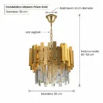 Candelabru Modern Prism Gold 30 cm – Cristal K9 Premium Transparent și Metal Auriu, 3 Becuri E14, Design Exclusiv pentru Holuri, Dormitoare și Zone de Accent - imagine 9