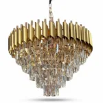 Candelabru Luxury Cristal Gold 50 cm – Cristal K9 Premium și Metal Auriu, 7 Becuri E14, Design Modern pentru Living și Dormitor