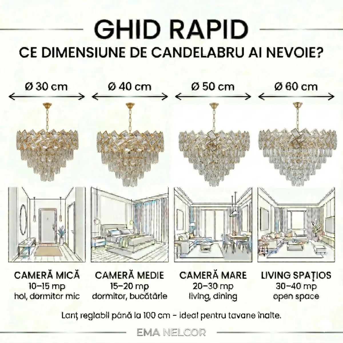 Candelabru Cristal Ice Cascade Golden 60 cm – Cristal K9 Premium și Metal Auriu, 8 Surse E14, Design Modern de Lux pentru Living-uri și Dormitoare - imagine 10