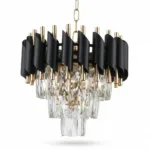 Candelabru Luxury Cristal Black 30 cm – Cristal K9 Premium și Metal Negru , 3 Surse E14, Design Modern pentru Hol, Dressing și Dormitor