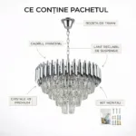 Candelabru Luxury Cristal Chrome 40 cm – Cristal K9 Premium și Metal Argintiu Cromat, 4 Surse E14, Design Modern pentru Living, Dormitor și Birou - imagine 8