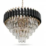 Candelabru Luxury Cristal Black 50 cm – Cristal K9 Premium și Metal Negru, 7 Surse E14, Design Modern pentru Living și Dormitor Matrimonial