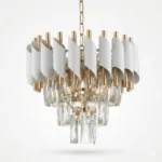 Candelabru Luxury Cristal White 30 cm – Cristal K9 Premium și Metal Alb, 3 Surse E14, Design Modern pentru Hol, Dressing și Dormitor Mic