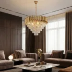 Candelabru Luxury Cristal Gold 50 cm – Cristal K9 Premium și Metal Auriu, 7 Becuri E14, Design Modern pentru Living și Dormitor - imagine 3