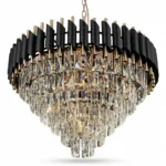 Candelabru Luxury Cristal Black 60 cm – Cristal K9 Premium și Metal Negru, 8 Surse E14, Design Modern pentru Living Generos, Lobby și Dining