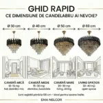 Candelabru Luxury Cristal Black 40 cm – Cristal K9 Premium și Metal Negru, 4 Surse E14, Design Modern pentru Living, Dormitor și Birou - imagine 10