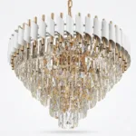 Candelabru Luxury Cristal White 60 cm – Cristal K9 Premium și Metal Alb, 8 Surse E14, Design Modern pentru Living-uri Spațioase, Lobby și Hotel