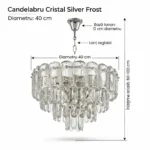 Candelabru Cristal Silver Frost 40 cm – Cristal K9 Premium și Metal Argintiu Satinat, 5 Surse E14, Design Modern Luxos pentru Dormitor, Living și Birou - imagine 9