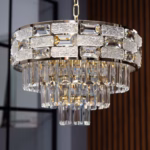 Candelabru Majestic Crystal Gold 40 cm – Cristal K9 Premium, 5 Surse, Finisaj Auriu