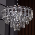Candelabru Cristal Silver Frost 40 cm – Cristal K9 Premium și Metal Argintiu Satinat, 5 Surse E14, Design Modern Luxos pentru Dormitor, Living și Birou - imagine 2