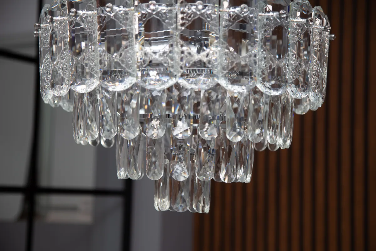 Candelabru Cristal Silver Frost 40 cm – Cristal K9 Premium și Metal Argintiu Satinat, 5 Surse E14, Design Modern Luxos pentru Dormitor, Living și Birou - imagine 13