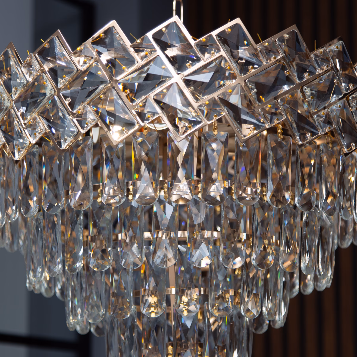 Candelabru Golden Eclipse 50 cm – Cristal K9 Premium, 7 Surse, Finisaj Auriu - imagine 3