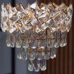 Candelabru Golden Eclipse 30 cm – Cristal K9 Premium, 4 Surse, Finisaj Auriu - imagine 4